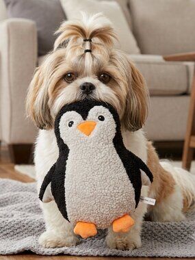 Polly the Penquin Fleece Dog Toy-Durable Double- Stitched Squeaker & Crinkle Toy